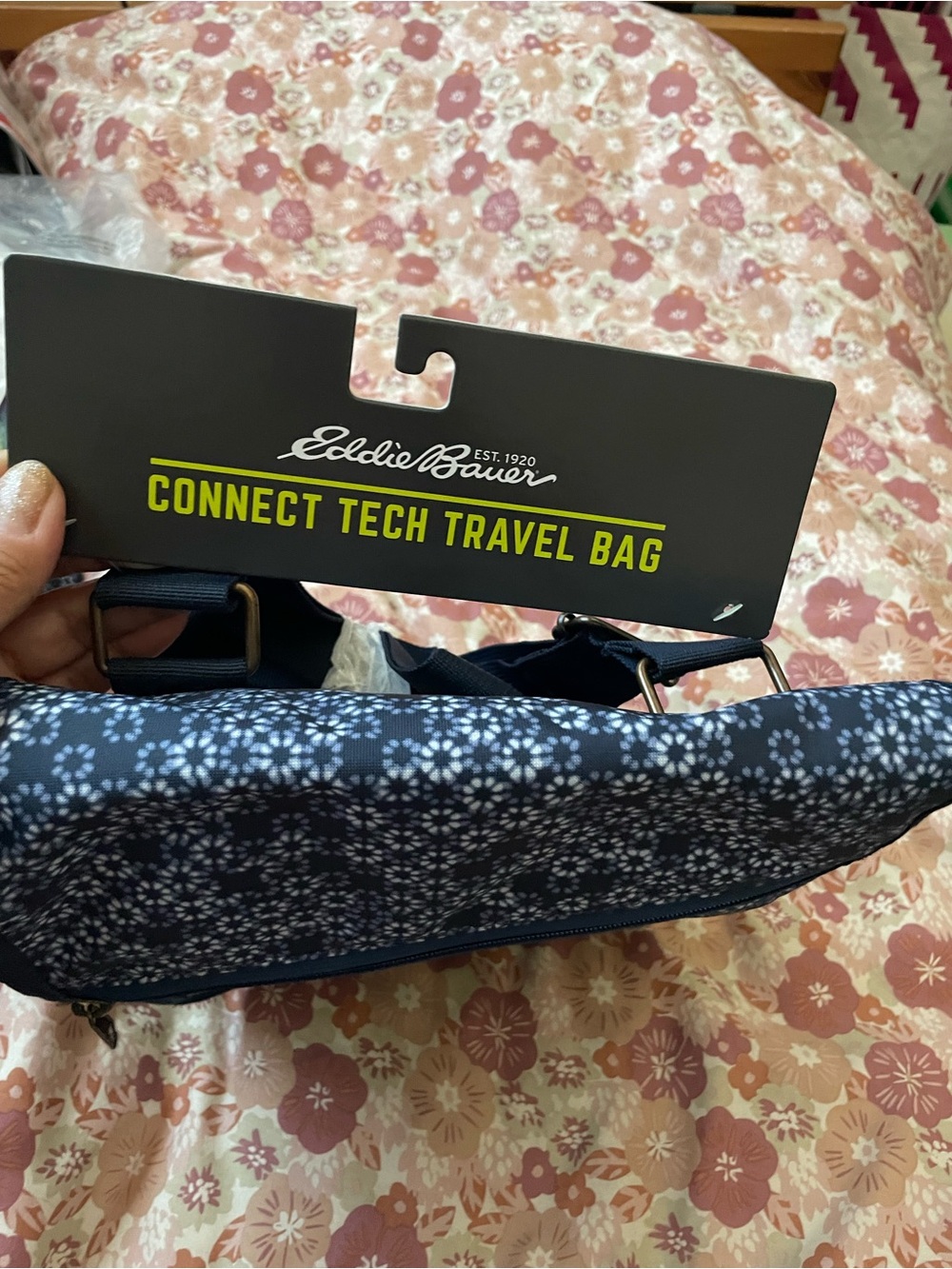 Eddie Bauer Navy Floral Tech Travel Crossbody